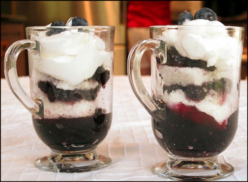 Individual blueberry trifles feature angel food cake, blueberry jam, whipped cream and blueberries. JACK CLEMONS PHOTO